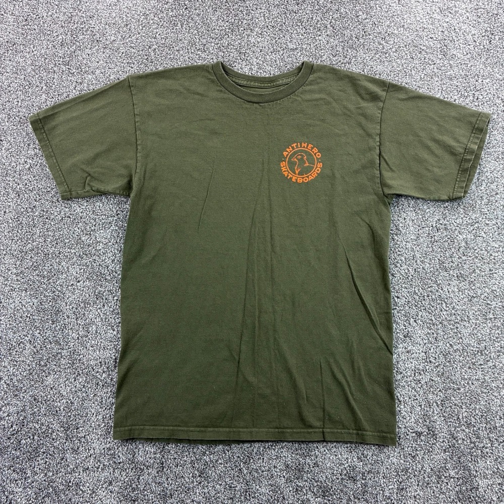 Antihero Skateboards Shirt Mens Medium Olive Green Bird Logo Skater